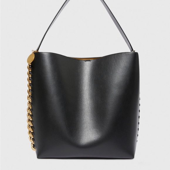 Stella McCartney Handbags - Stella McCartney Frayme Black, Gold and Silver Vegan Leather Shoulder Bag